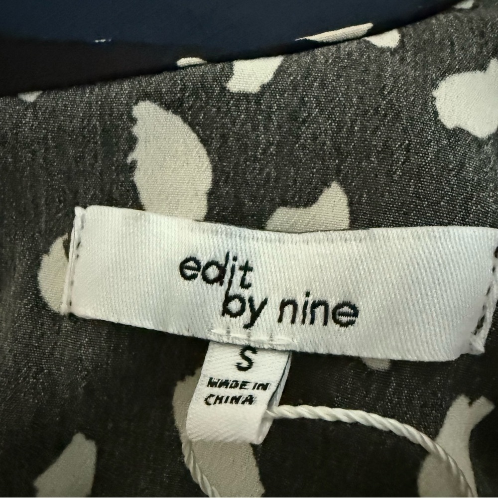 Edit by Nine Black White Patterned Midi Dress Slit Sleeve Tie Size S - Picture 11 of 13